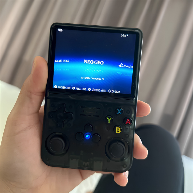 Customer playing the R36S handheld showing the console game menu