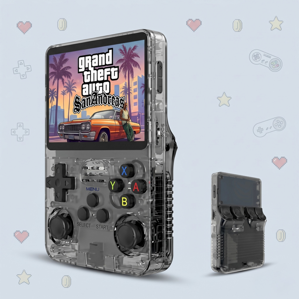 R36S Retro Handheld Game Console in Black