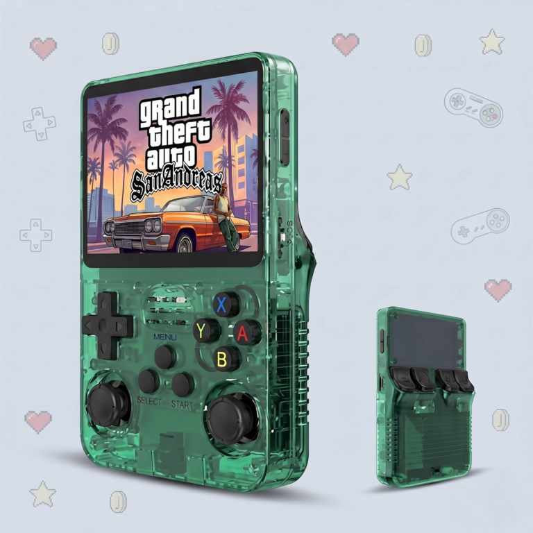 R36S Retro Handheld Game Console in Green