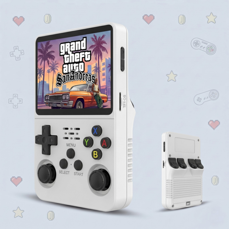 R36S Retro Handheld Game Console in White